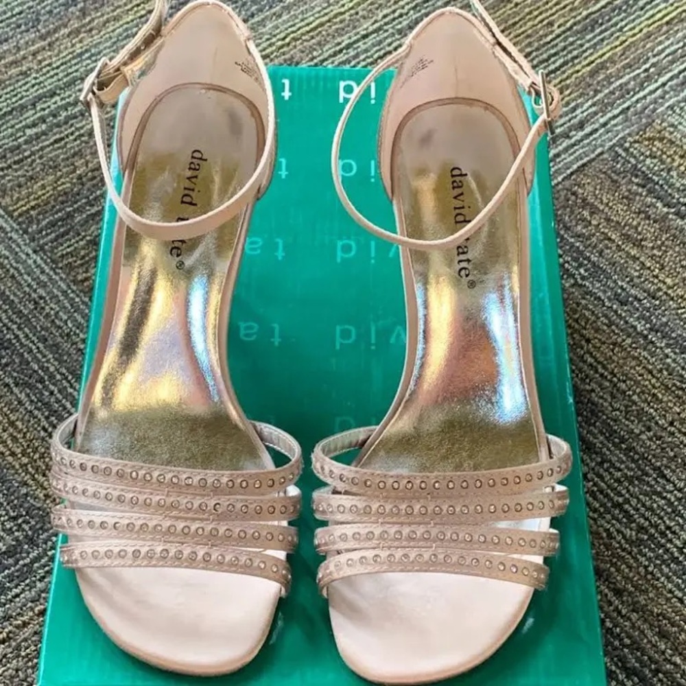 David Tate NEW Size 10ww champagne satin